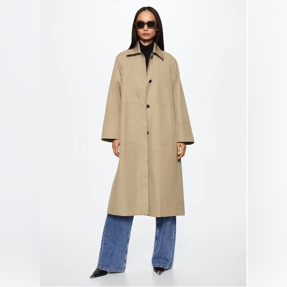 NWT! Mango Oversized Cotton Tan Trench Coat